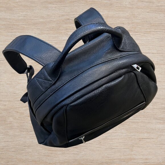 BP. Nordstrom Faux Leather Small Black Backpack Silver Hardware Everyday Bag - Picture 4 of 6